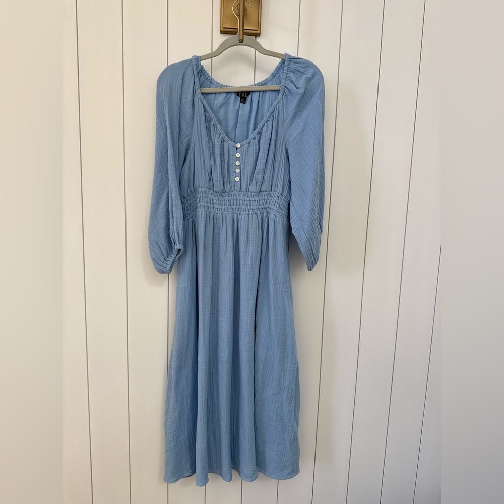 J.Crew Soft Gauze Midi Dress, Color: Frozen Lake, Size Medium Petite